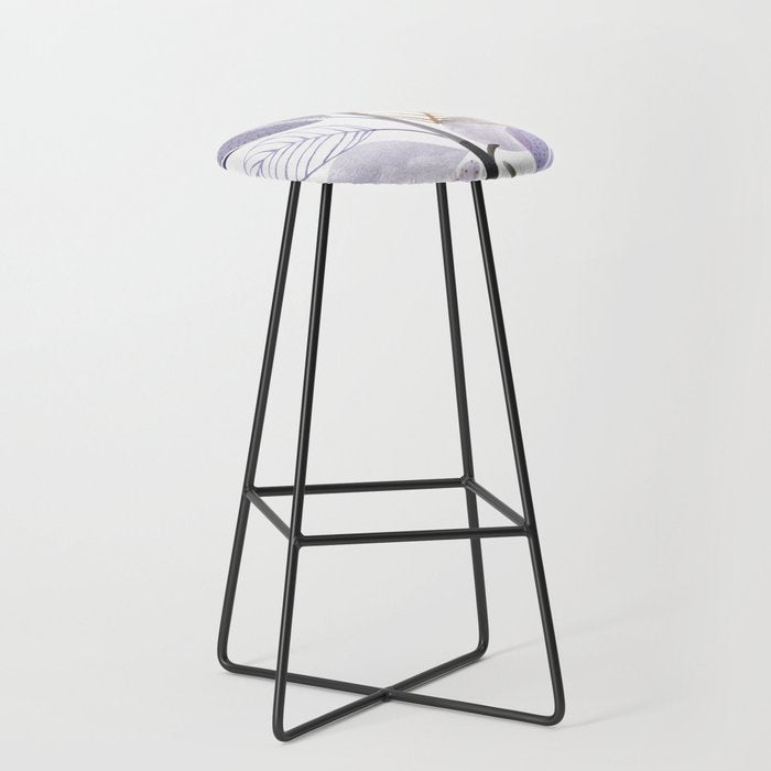 Modern Purple Watercolor Botanical Stool Gallery Image 1