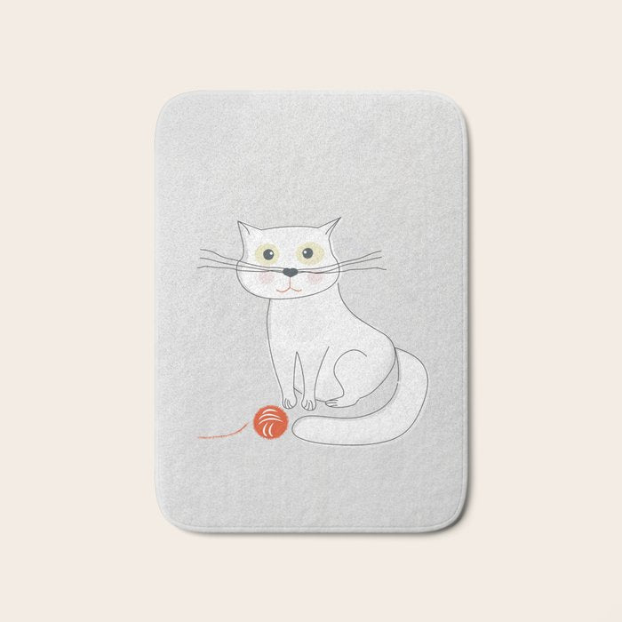 White Cat Bath Mat Gallery Image 1