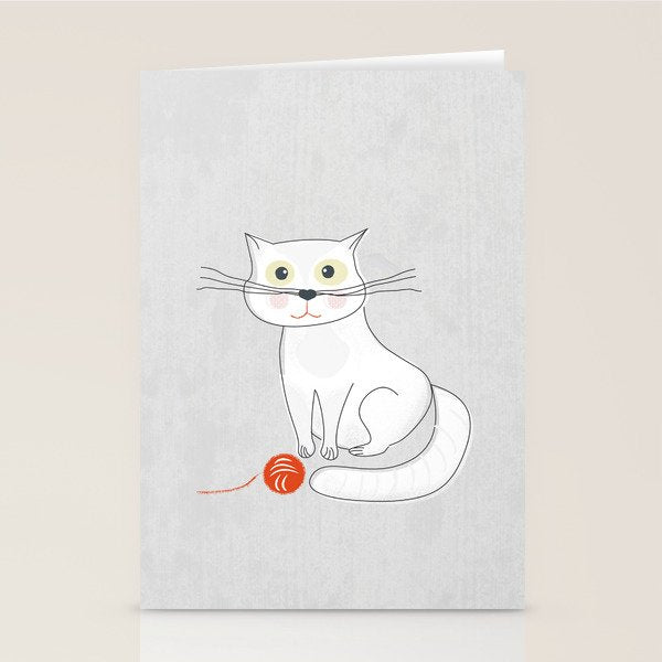 White Cat Stationery Card Gallery Image 1