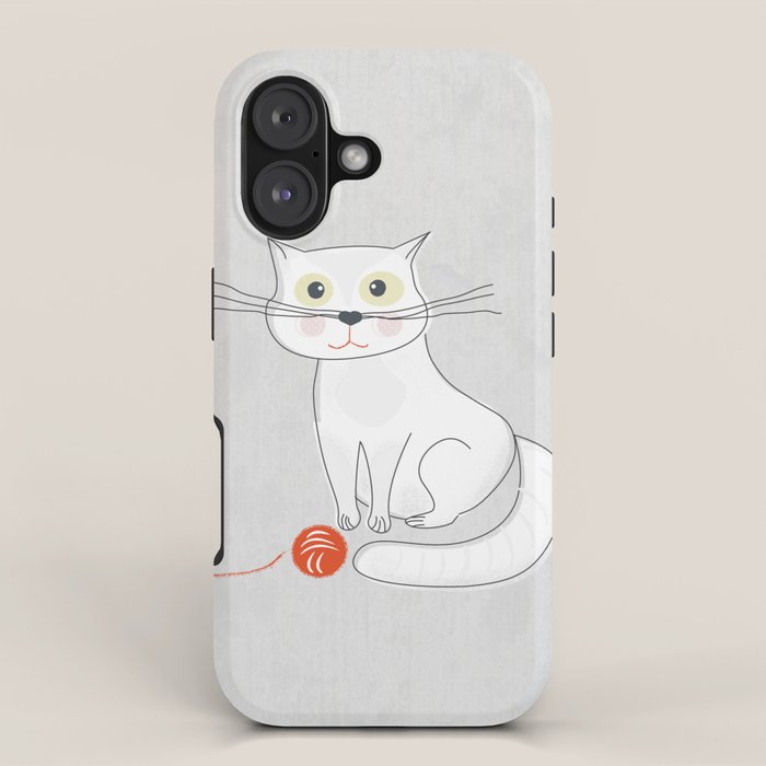 White Cat iPhone Case Gallery Image 1