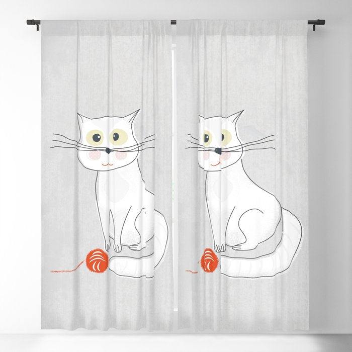 White Cat Window Curtain Gallery Image 1