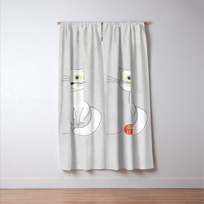 White Cat Window Curtain Gallery Image 3
