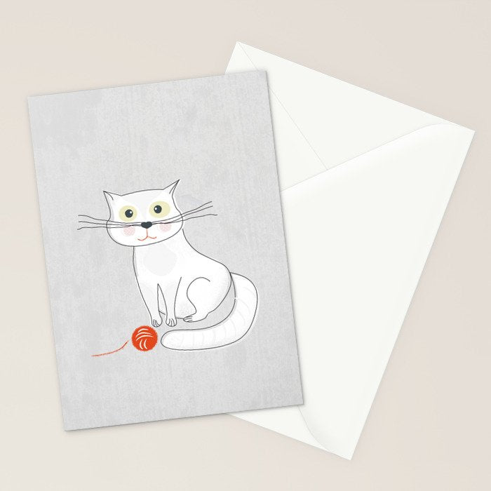 White Cat Stationery Card Gallery Image 2