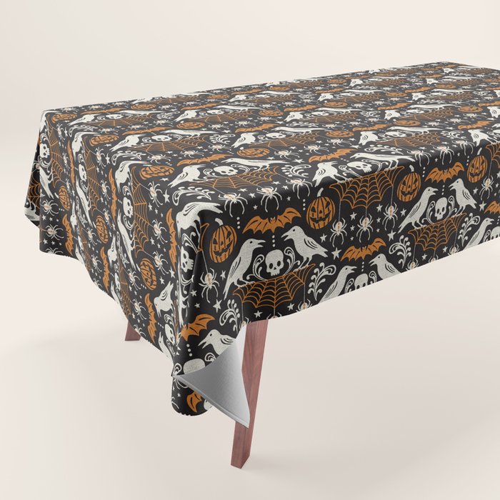 All Hallows' Eve - Black Orange Halloween Tablecloth Gallery Image 1