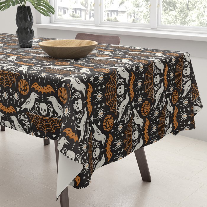 All Hallows' Eve - Black Orange Halloween Tablecloth Gallery Image 3