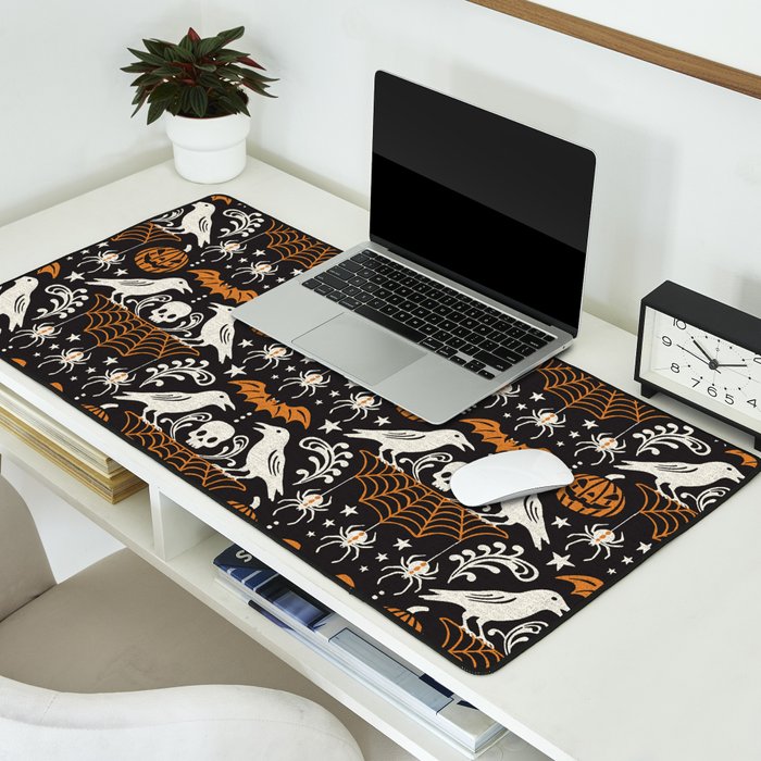 All Hallows' Eve - Black Orange Halloween Desk Mat Gallery Image 2