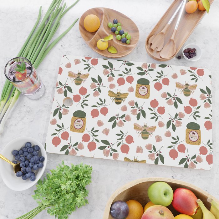 Rosh Hashansh Honey Bees and Pomegranates Cutting Board Gallery Image 2