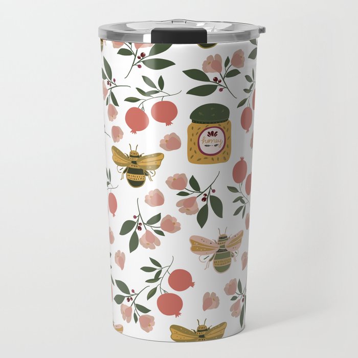 Rosh Hashansh Honey Bees and Pomegranates Travel Mug