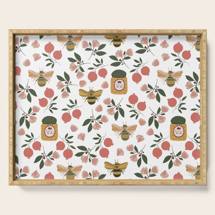 Rosh Hashansh Honey Bees and Pomegranates Serving Tray Gallery Image 1
