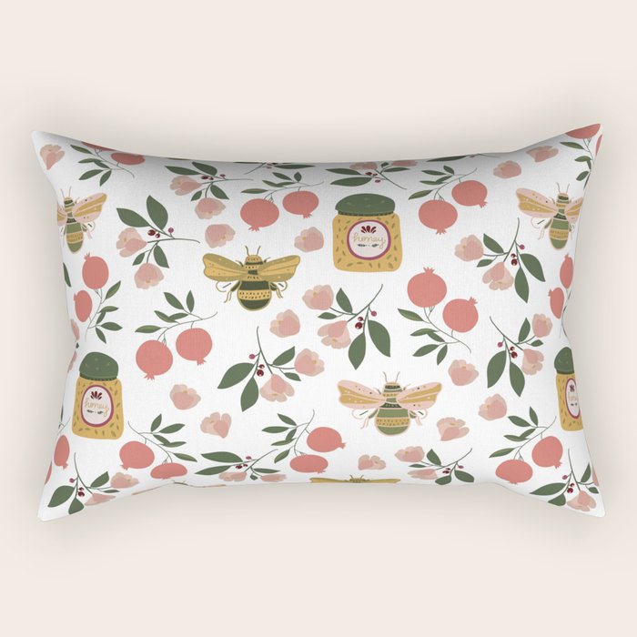 Rosh Hashansh Honey Bees and Pomegranates Rectangular Pillow Gallery Image 1