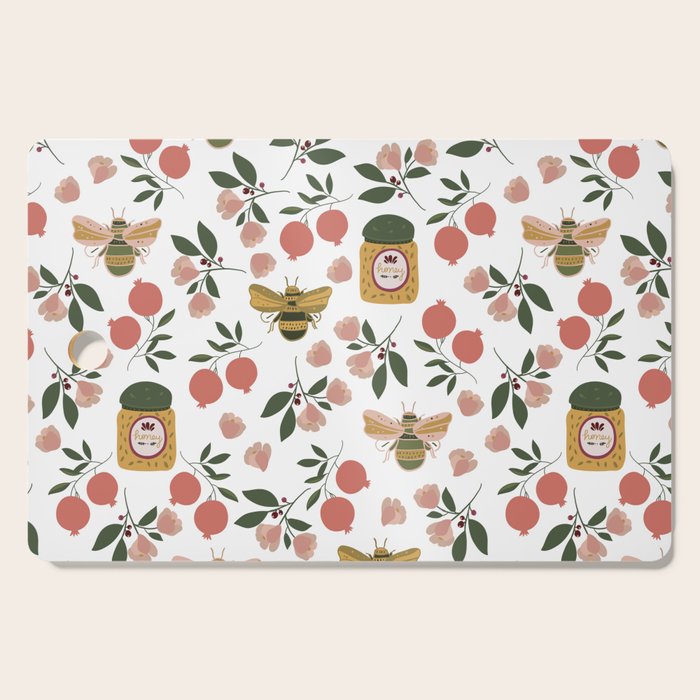 Rosh Hashansh Honey Bees and Pomegranates Cutting Board Gallery Image 1