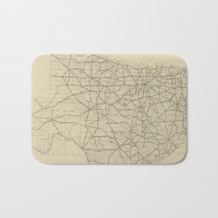 Vintage Texas Highway Map (1919) Bath Mat Gallery Image 1