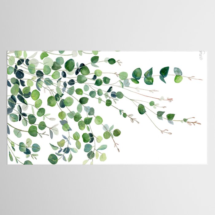 Eucalyptus Watercolor Tablecloth Gallery Image 2
