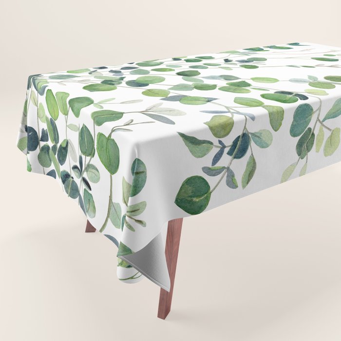 Eucalyptus Watercolor Tablecloth Gallery Image 1