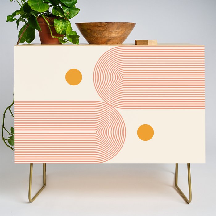 Abstraction_SUN_DOUBLE_LINE_POP_ART_Minimalism_001C Credenza Gallery Image 1