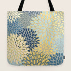 Floral Print, Yellow, Gray, Blue, Teal Tote Bag Gallery Image 2