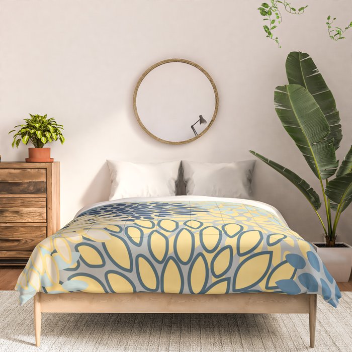 Floral Print, Yellow, Gray, Blue, Teal Comforter Gallery Image 3
