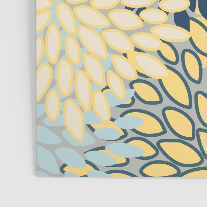 Floral Print, Yellow, Gray, Blue, Teal Poster Gallery Image 3