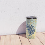 Floral Print, Yellow, Gray, Blue, Teal Travel Mug Gallery Image 4