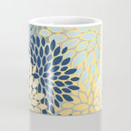 Floral Print, Yellow, Gray, Blue, Teal Coffee Mug Gallery Image 4