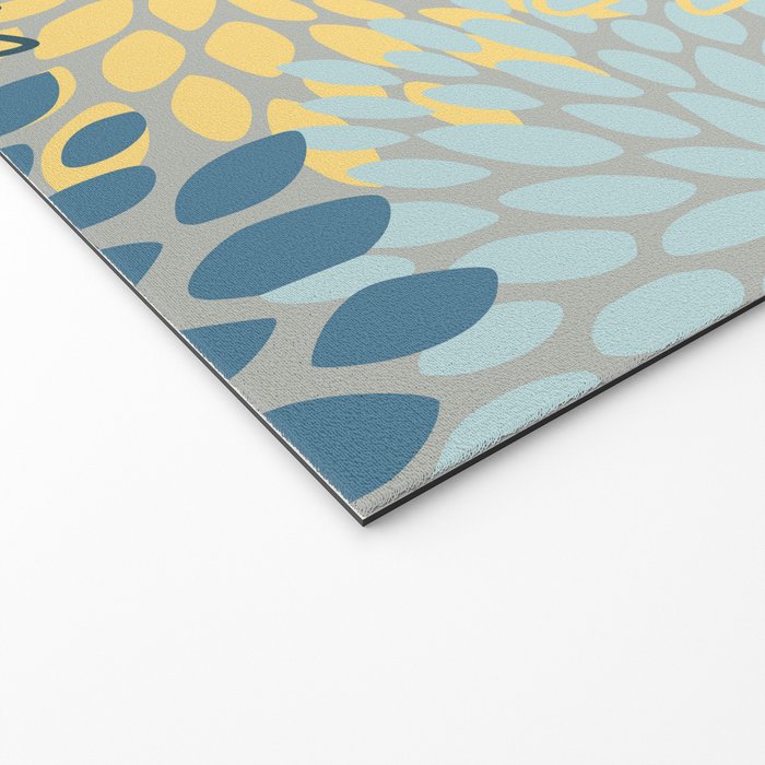 Floral Print, Yellow, Gray, Blue, Teal Welcome Mat Gallery Image 2