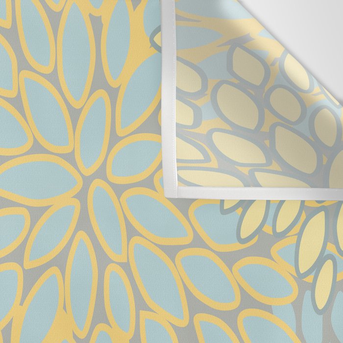 Floral Print, Yellow, Gray, Blue, Teal Wall Tapestry Gallery Image 3
