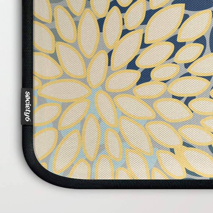 Floral Print, Yellow, Gray, Blue, Teal Laptop Sleeve Gallery Image 3