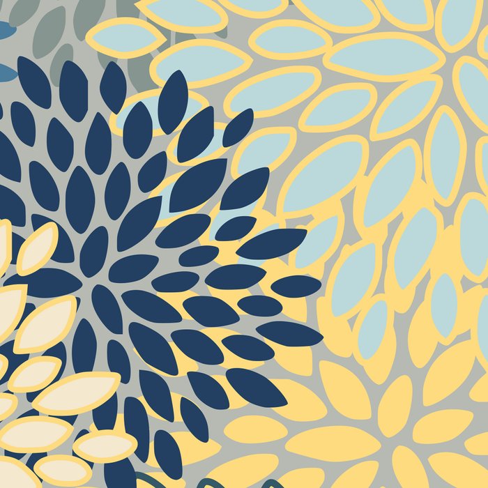 Floral Print, Yellow, Gray, Blue, Teal Coffee Mug Gallery Image 2