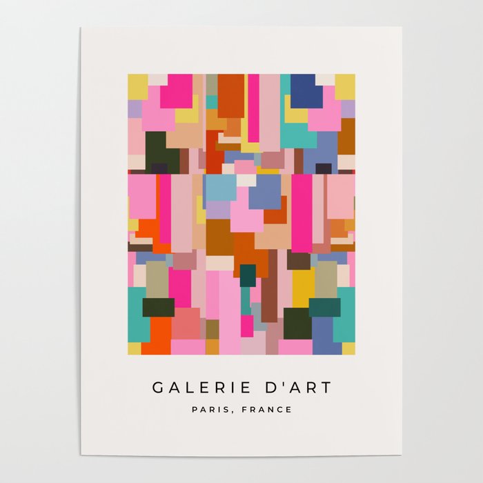 Color Block Print Mid Century Modern Retro Wall Art Geometric Pattern Abstract Poster Gallery Image 4