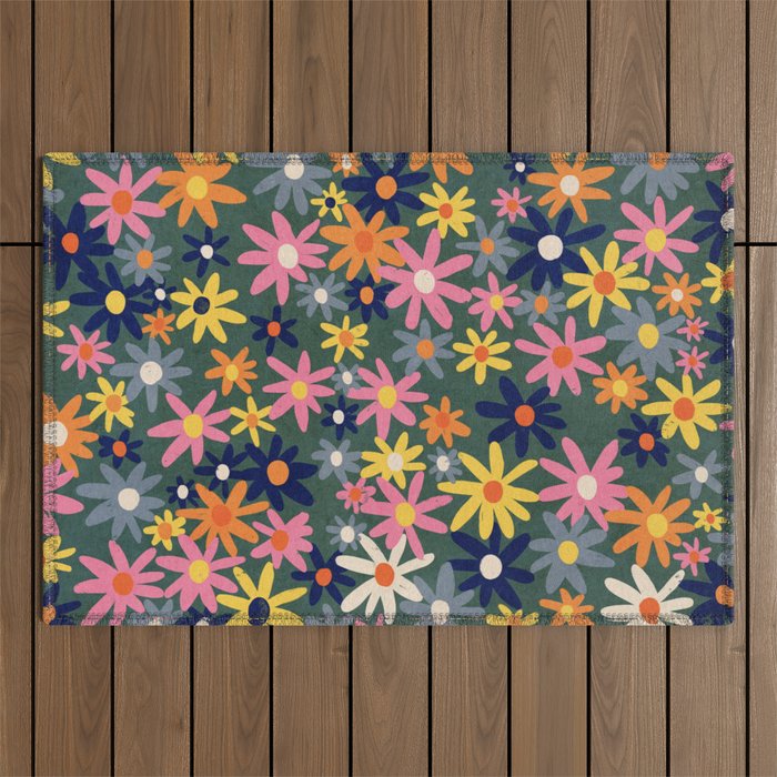 Vintage flowers Outdoor Rug Gallery Image 1