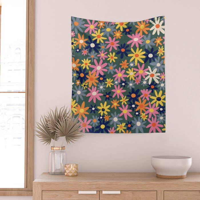 Vintage flowers Wall Tapestry Gallery Image 2