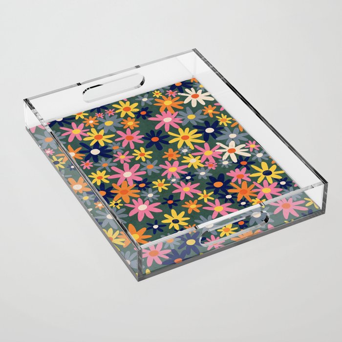 Vintage flowers Acrylic Tray Gallery Image 1