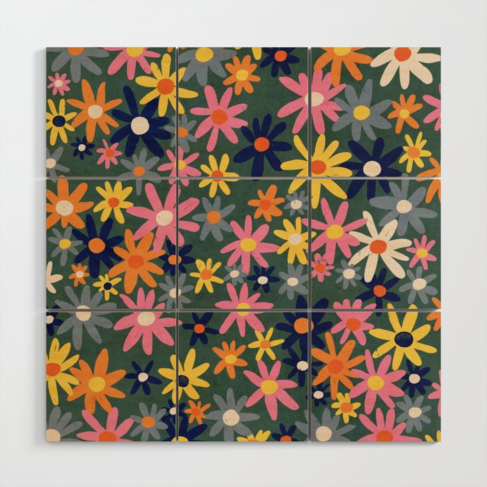 Vintage flowers Wood Wall Art Gallery Image 1