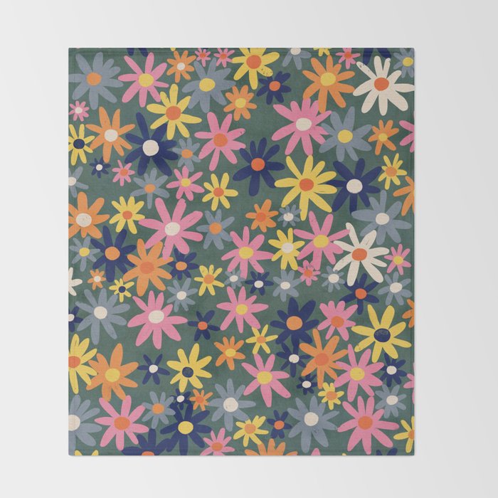 Vintage flowers Throw Blanket Gallery Image 2