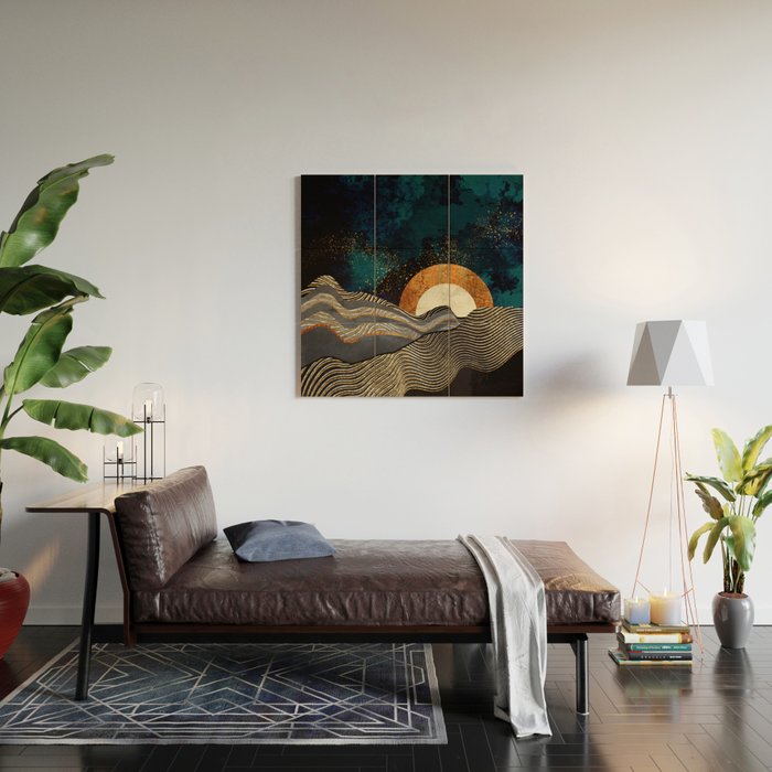 Gold & Silver Fields Wood Wall Art Gallery Image 2