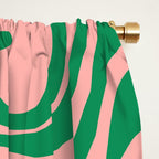 Liquid Swirl Abstract Retro Pattern in Blush Pink and Bright Green  Window Curtain Gallery Image 2