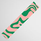 Liquid Swirl Abstract Retro Pattern in Blush Pink and Bright Green  Table Runner Gallery Image 3