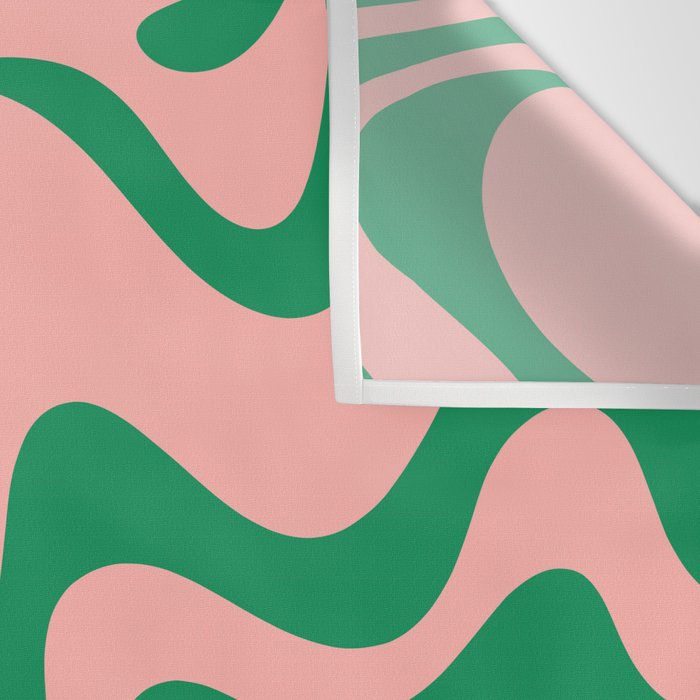 Liquid Swirl Abstract Retro Pattern in Blush Pink and Bright Green  Wall Tapestry Gallery Image 3