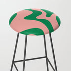 Liquid Swirl Abstract Retro Pattern in Blush Pink and Bright Green  Stool Gallery Image 2