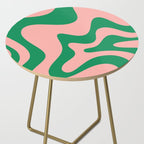 Liquid Swirl Abstract Retro Pattern in Blush Pink and Bright Green  Side Table Gallery Image 2