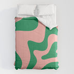 Liquid Swirl Abstract Retro Pattern in Blush Pink and Bright Green  Comforter Gallery Image 6