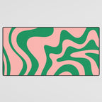 Liquid Swirl Abstract Retro Pattern in Blush Pink and Bright Green  Desk Mat Gallery Image 3