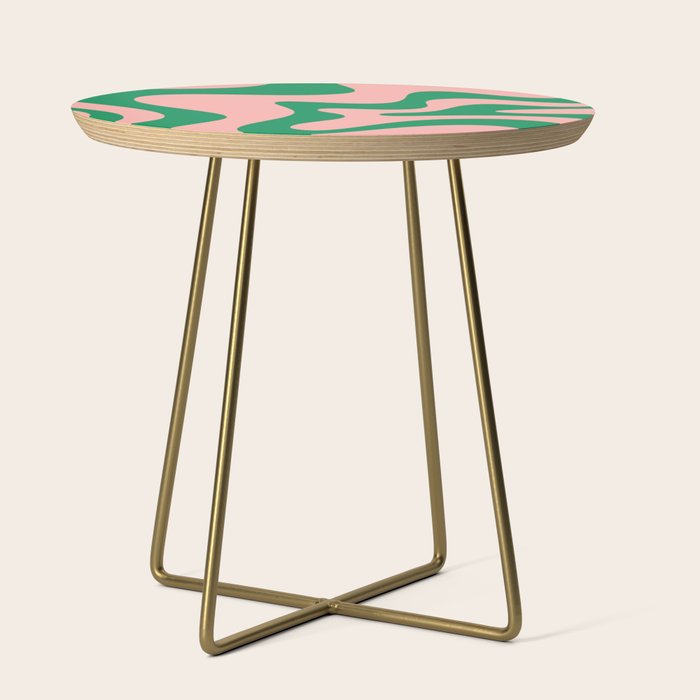 Liquid Swirl Abstract Retro Pattern in Blush Pink and Bright Green  Side Table Gallery Image 1