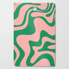 Liquid Swirl Abstract Retro Pattern in Blush Pink and Bright Green  Cutting Board Gallery Image 1