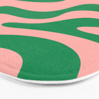 Liquid Swirl Abstract Retro Pattern in Blush Pink and Bright Green  Bath Mat Gallery Image 3