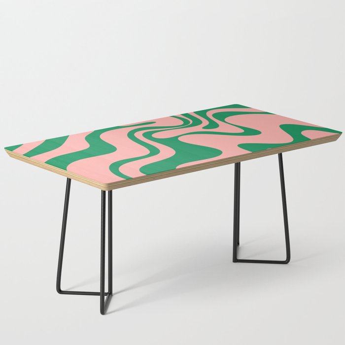 Liquid Swirl Abstract Retro Pattern in Blush Pink and Bright Green  Coffee Table Gallery Image 1