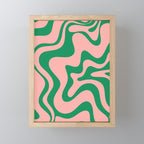 Liquid Swirl Abstract Retro Pattern in Blush Pink and Bright Green  Mini Art Print Gallery Image 1