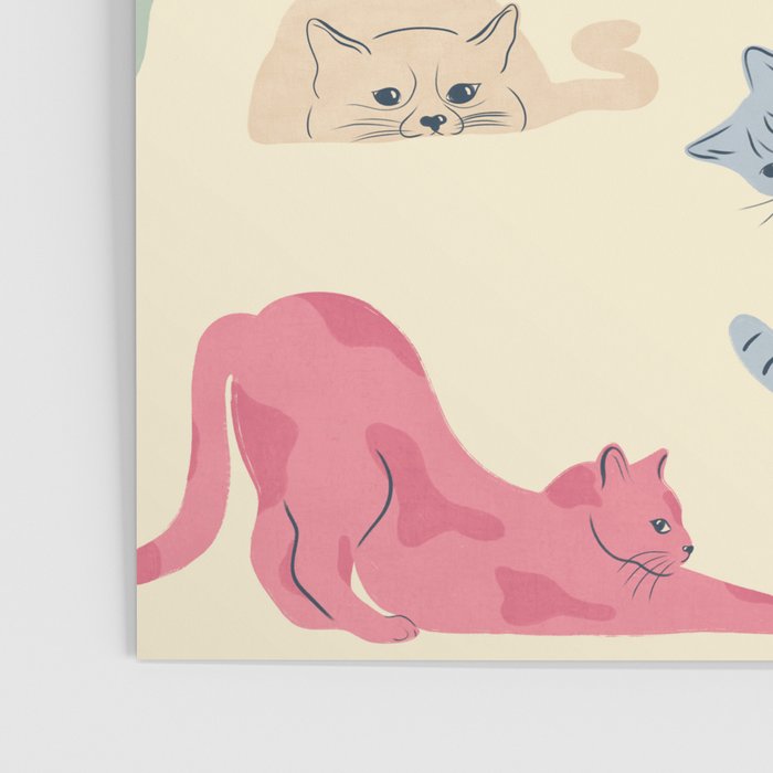 Pastel Cats Pattern Poster Gallery Image 3