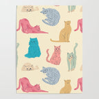 Pastel Cats Pattern Poster Gallery Image 4