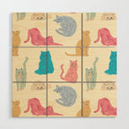 Pastel Cats Pattern Wood Wall Art Gallery Image 1